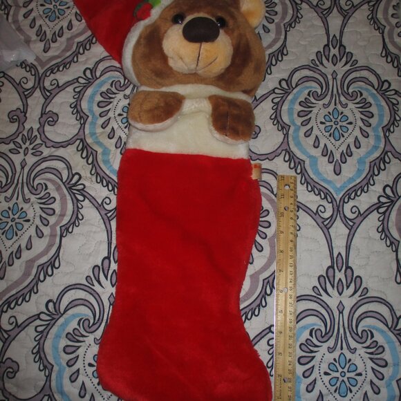 Vintage Plush Soft Teddy Bear Christmas Stocking Smithy - Picture 2 of 6